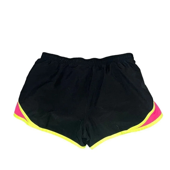 Under Armour Women's Medium Black, Yellow, and Pink Medium Running Shorts - Picture 2 of 2